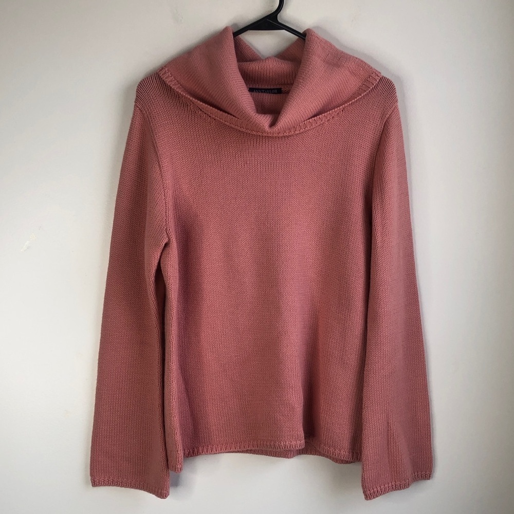 Ann Taylor Factory Dusty Rose Cowl Neck Wool Blend Sweater